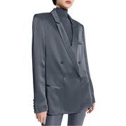 Grey Blue Satin Blazer
