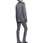 Grey Blue Satin Blazer