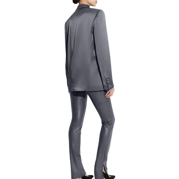 Grey Blue Satin Blazer