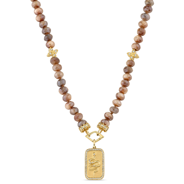 Mystic Brown & Snake Beaded Necklace