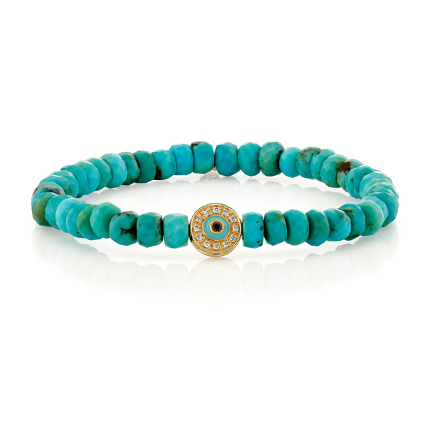 Turquoise & Round Evil Eye Bracelet