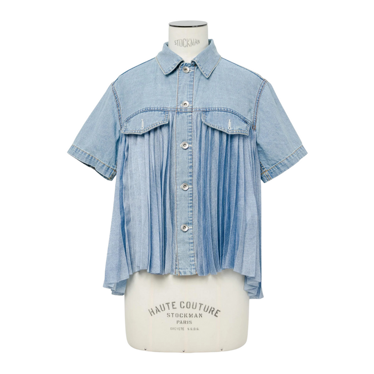 Pleated Denim Shirt