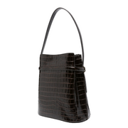 Croco Embossed Belted Bucket Bag