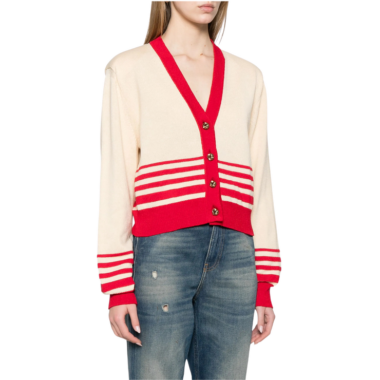 Hot Red Stripe Cardigan