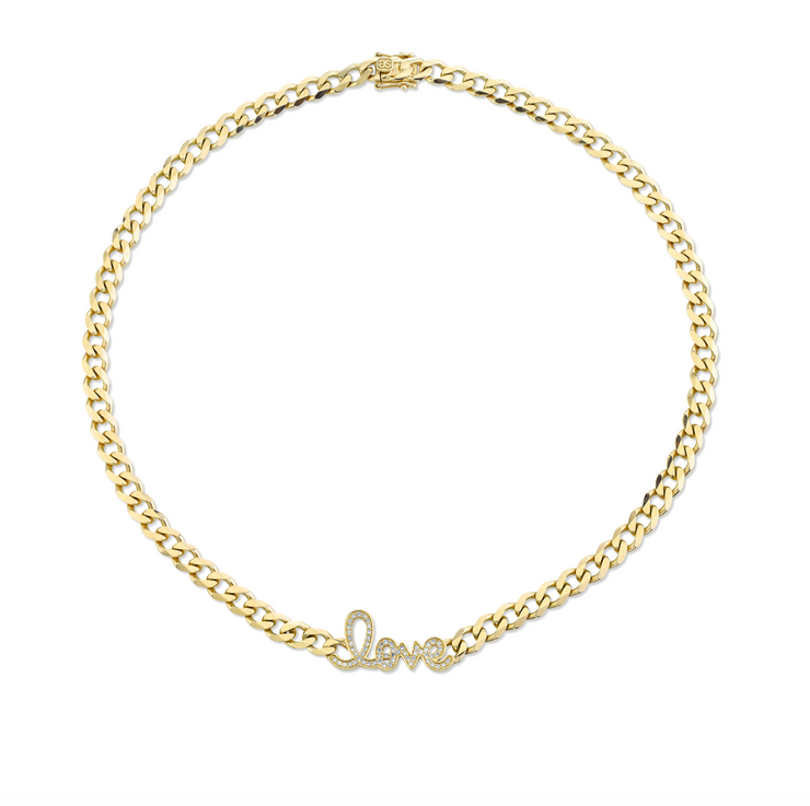 Love Script Curb Link Necklace