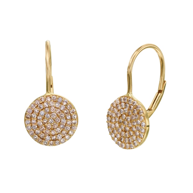 Diamond and Gold Disk Earrings
