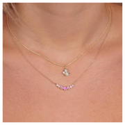 Pink Sapphire Bezel Curve Neckace