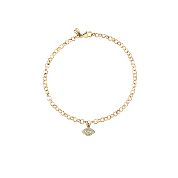 Pave Evil Eye Chain Bracelet