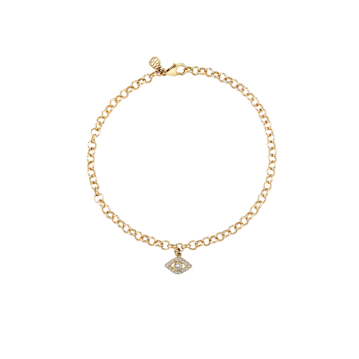 Pave Evil Eye Chain Bracelet