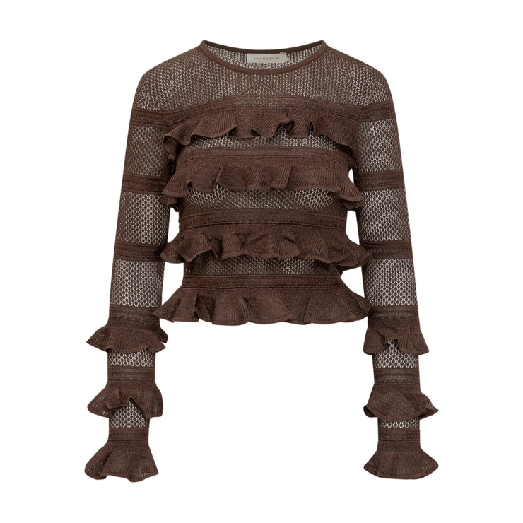 Chocolate Lace Frill Top