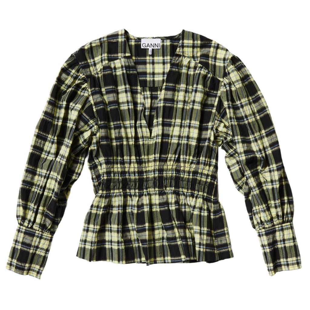 Seersucker Check Gathered Blouse – Gretta & Co.