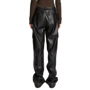 Faux Leather Drawstring Cargo Pant