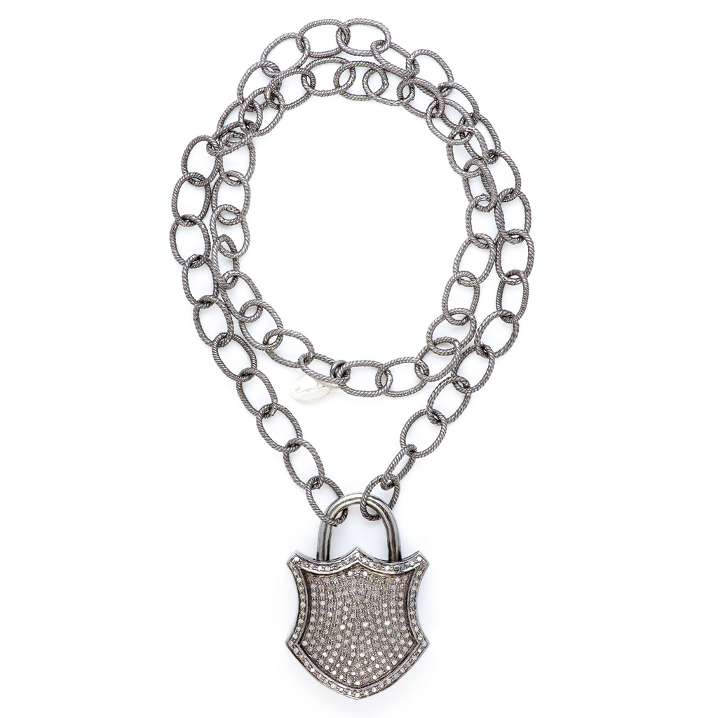 Silver-tone Padlock Pendant Necklace | Icing US