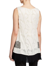 Pleated Lace Sleeveless Top