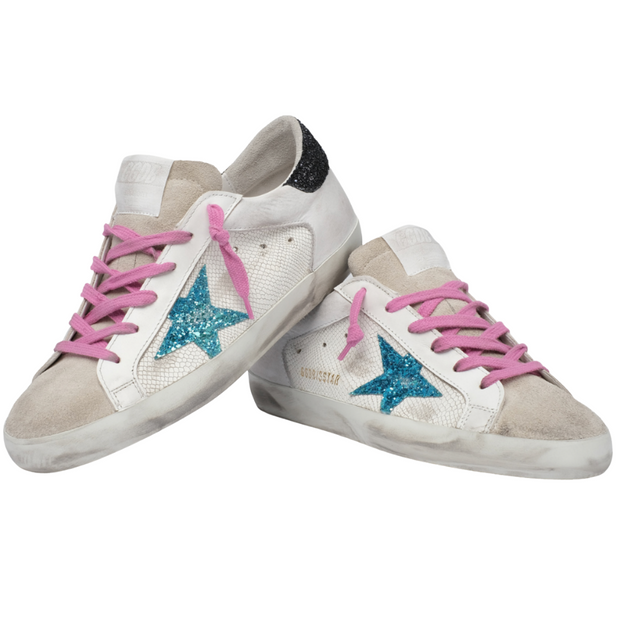 White Python Superstar w/ Pink Laces