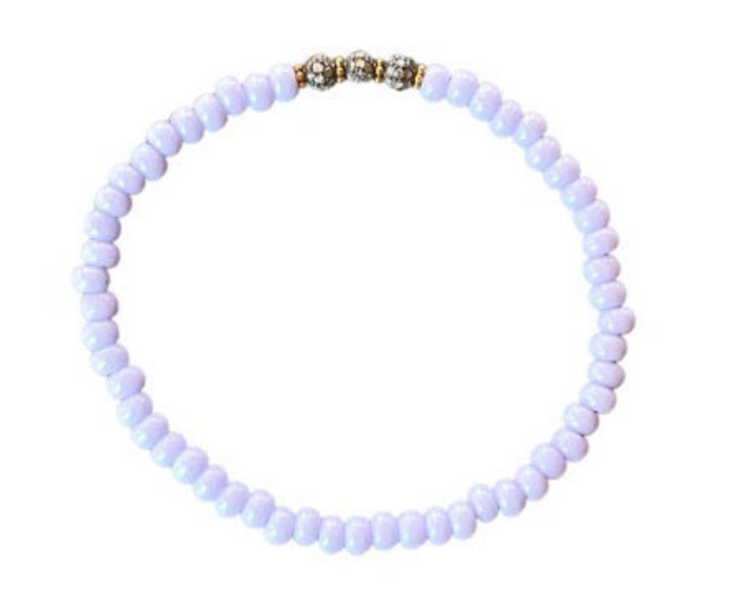 Lilac bead bracelet with diamond spheres and gold spacers