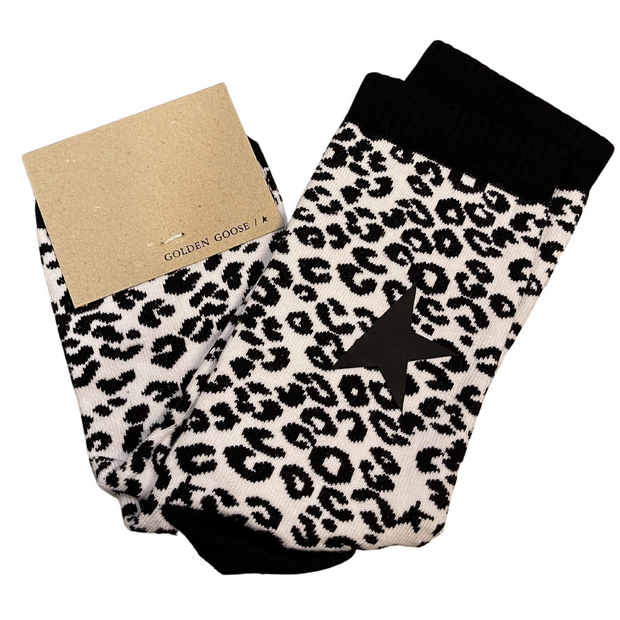 White & Black Leopard Socks