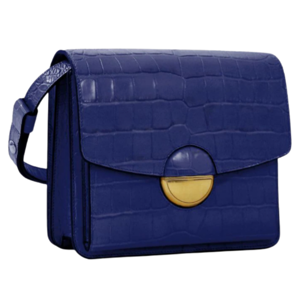 Deep Blue Croco Embossed Leather Handbags