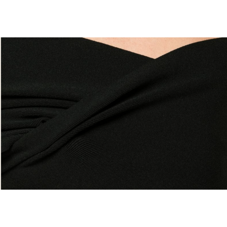 Altuzarra Peggy Knit Dress in Black (off the shoulder, knee length) from Gretta Luxe