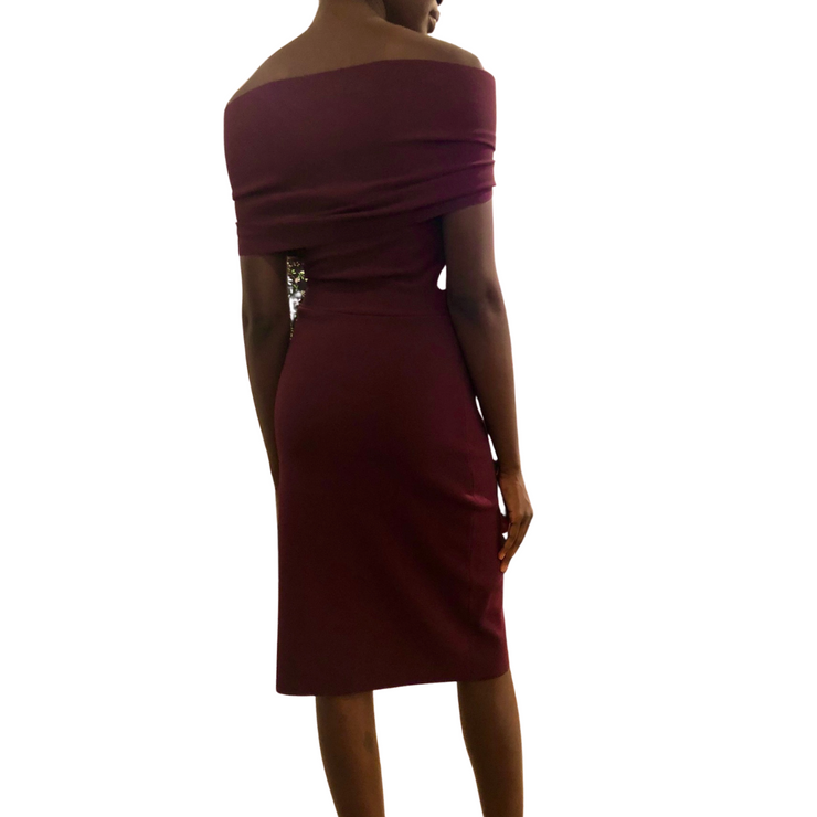 Altuzarra Peggy Knit Dress in Juniper Berry (off the shoulder, knee length) from Gretta Luxe