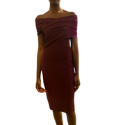 Altuzarra Peggy Knit Dress in Juniper Berry (off the shoulder, knee length) from Gretta Luxe